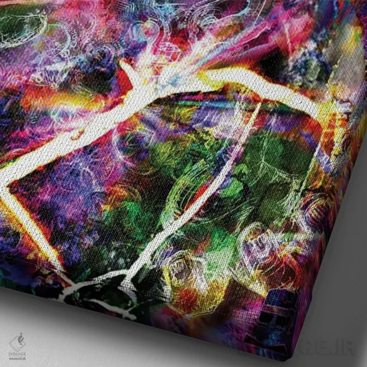 تابلو دکوراتیو خارج از چهارچوب اثر جامبی - نمای نزدیک بافت بوم