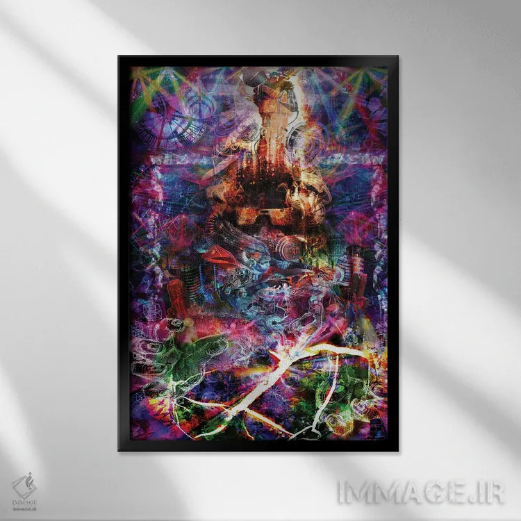 تابلو دکوراتیو خارج از چهارچوب اثر جامبی - نمای قابدار مشکی