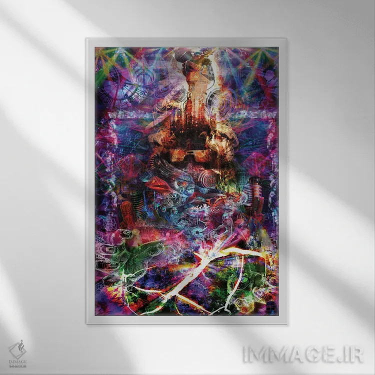 تابلو دکوراتیو خارج از چهارچوب اثر جامبی - نمای قابدار سفید