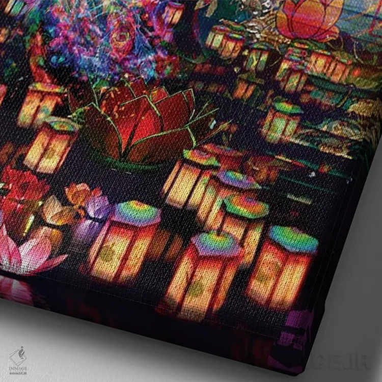 تابلو دکوراتیو ققنوس اثر جامبی - نمای نزدیک بافت بوم