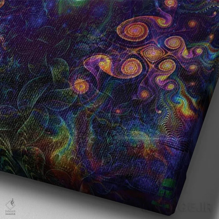 تابلو دکوراتیو روان اتمی اثر جامبی - نمای نزدیک بافت بوم