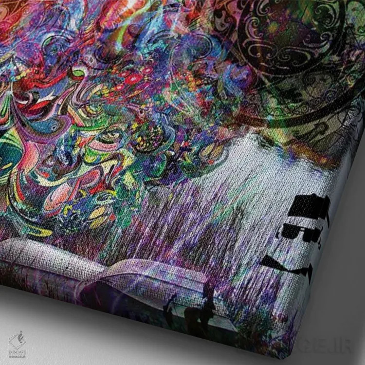 تابلو دکوراتیو روثبری اثر جامبی - نمای نزدیک بافت بوم