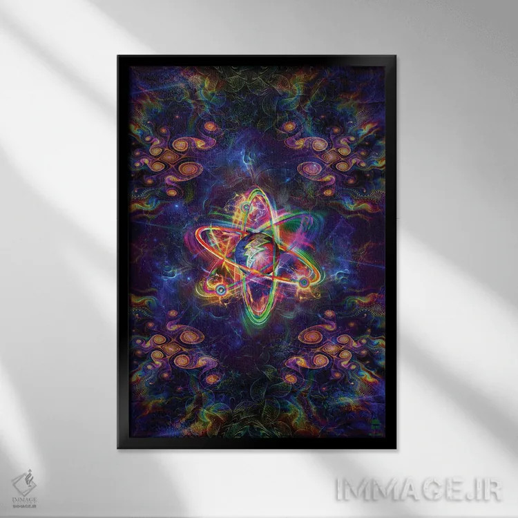 تابلو دکوراتیو روان اتمی اثر جامبی - نمای قابدار مشکی