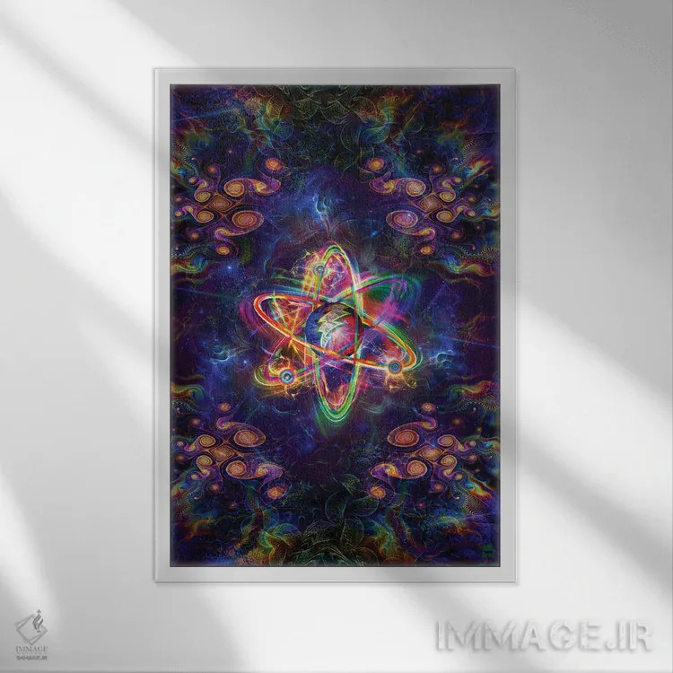 تابلو دکوراتیو روان اتمی اثر جامبی - نمای قابدار سفید