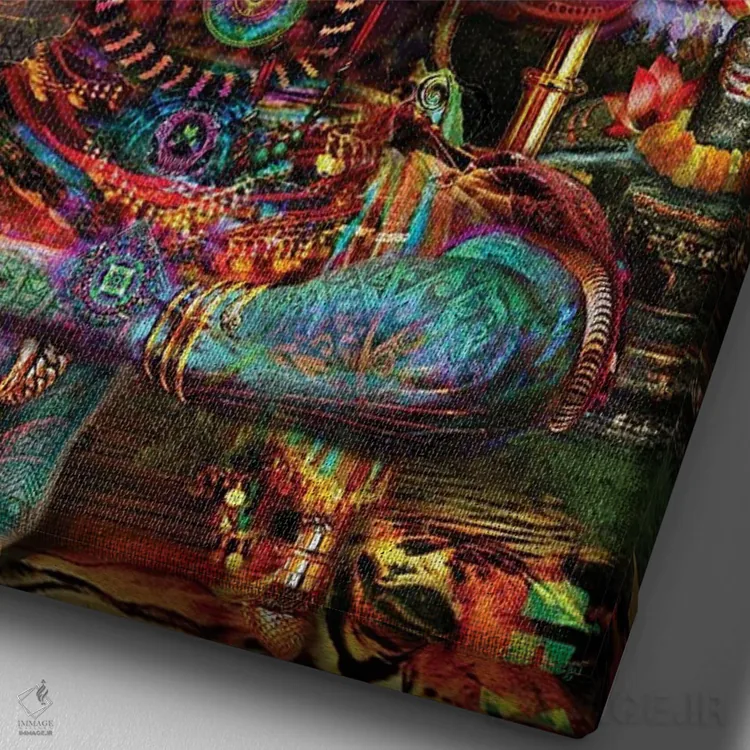 تابلو دکوراتیو شیوا اثر جامبی - نمای نزدیک بافت بوم