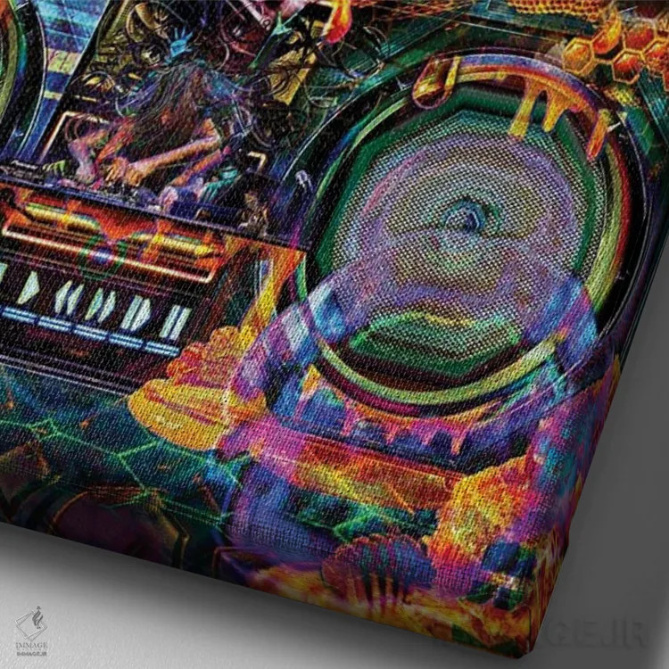 تابلو دکوراتیو کندو بیس اثر جامبی - نمای نزدیک بافت بوم