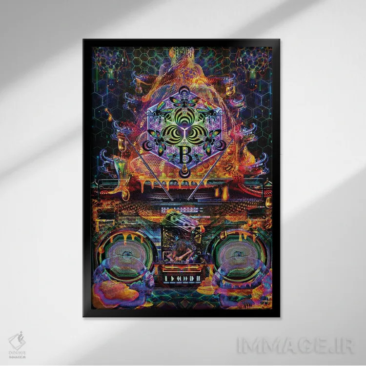 تابلو دکوراتیو کندو بیس اثر جامبی - نمای قابدار مشکی