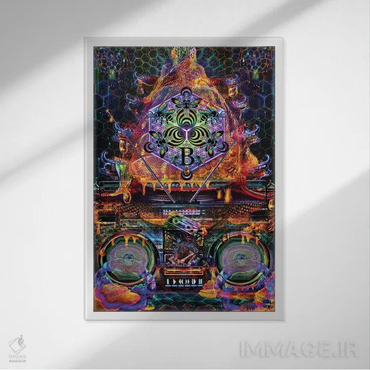 تابلو دکوراتیو کندو بیس اثر جامبی - نمای قابدار سفید