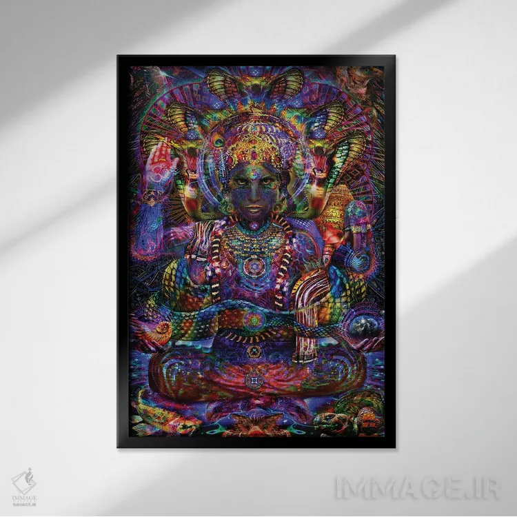 تابلو دکوراتیو ویشنو اثر جامبی - نمای قابدار مشکی