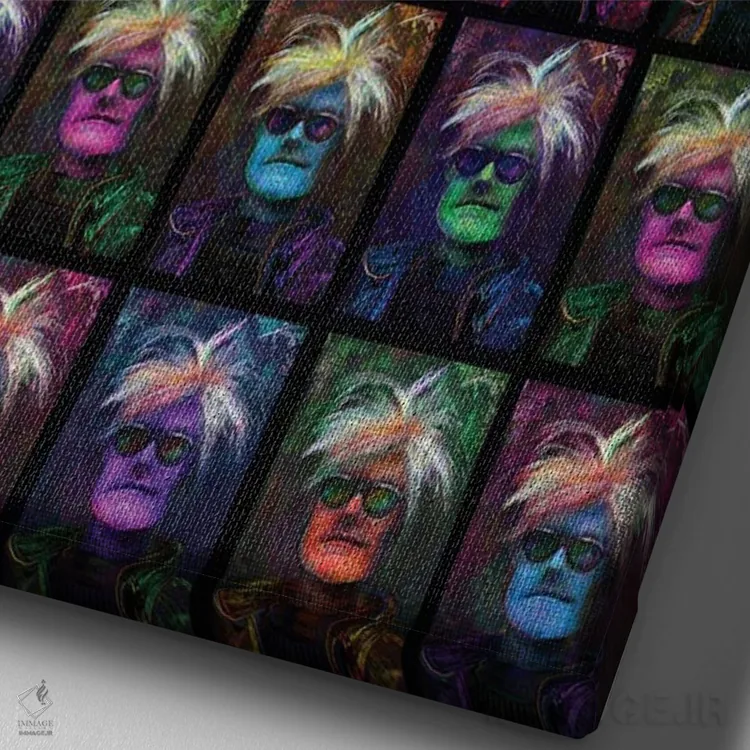 تابلو دکوراتیو وارهول تکرارشونده اثر جامبی - نمای نزدیک بافت بوم