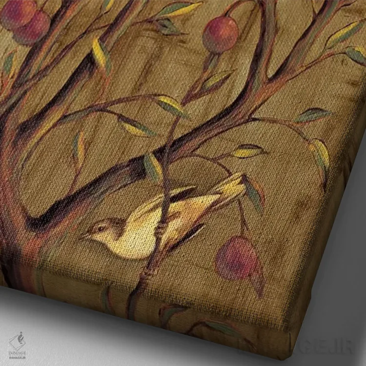 تابلو دکوراتیو پنل درخت آلو III اثر رودولفو خیمنز - نمای نزدیک بافت بوم