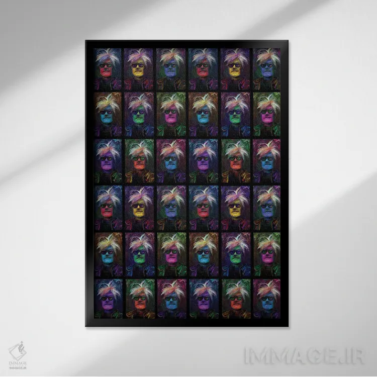 تابلو دکوراتیو وارهول تکرارشونده اثر جامبی - نمای قابدار مشکی