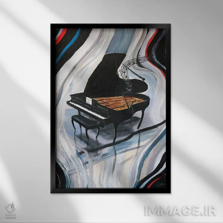 تابلو دکوراتیو راپسودی در آبی اثر جیم ویلیامز - نمای قابدار مشکی