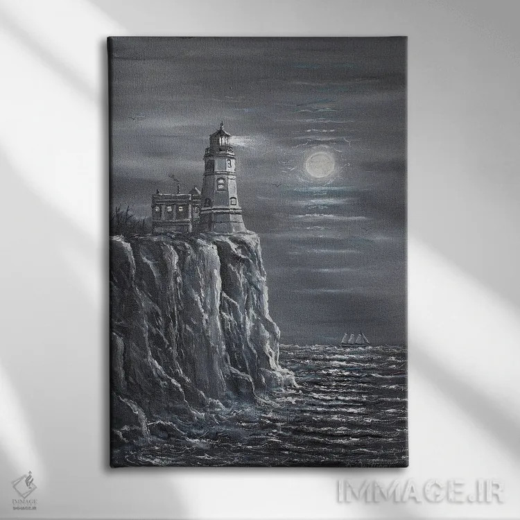 تابلو دکوراتیو فانوس دریایی اسپیلت راک اثر جیم ویلیامز - نمای روبهرو روی دیوار