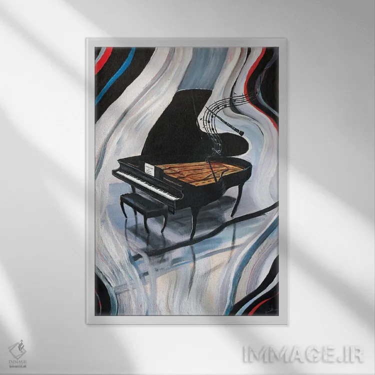 تابلو دکوراتیو راپسودی در آبی اثر جیم ویلیامز - نمای قابدار سفید