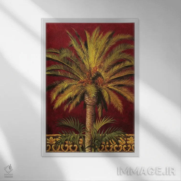 تابلو دکوراتیو نخل قناری اثر رودولفو خیمنز - نمای قابدار سفید