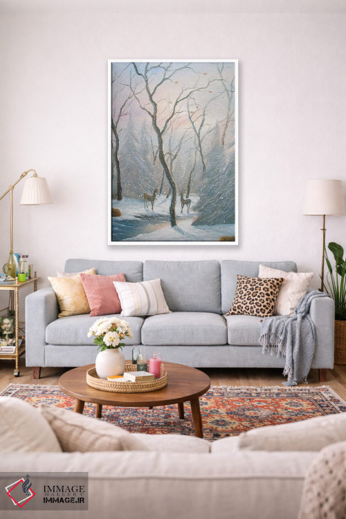 تابلو دکوراتیو گوزن جنگل مه آلود اثر جیم ویلیامز - D1W