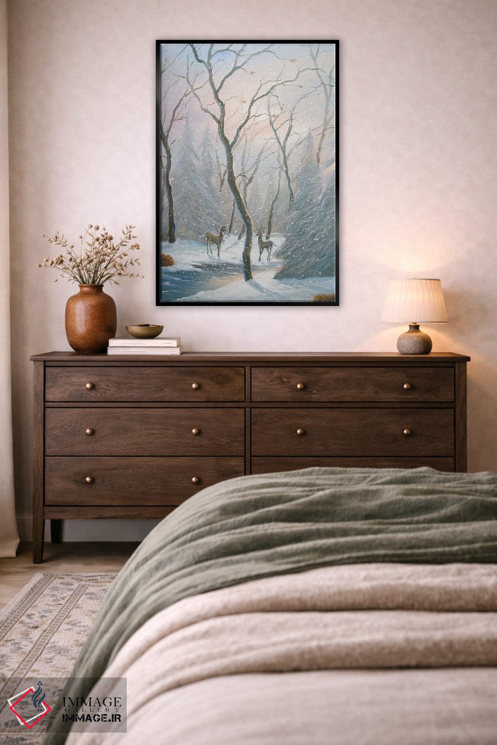 تابلو دکوراتیو گوزن جنگل مه آلود اثر جیم ویلیامز - D4B