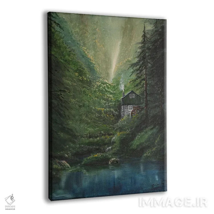 تابلو دکوراتیو کلبه دره مه آلود اثر جیم ویلیامز - نمای پرسپکتیو محصول