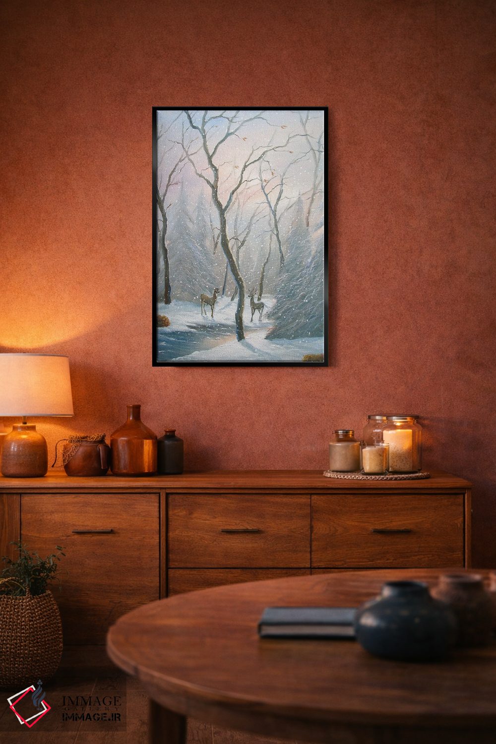 تابلو دکوراتیو گوزن جنگل مه آلود اثر جیم ویلیامز - D5B