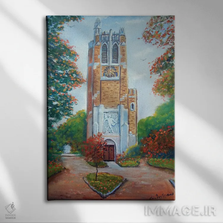 تابلو دکوراتیو برج بومونت دانشگاه ایالتی میشیگان اثر جیم ویلیامز - نمای روبهرو روی دیوار