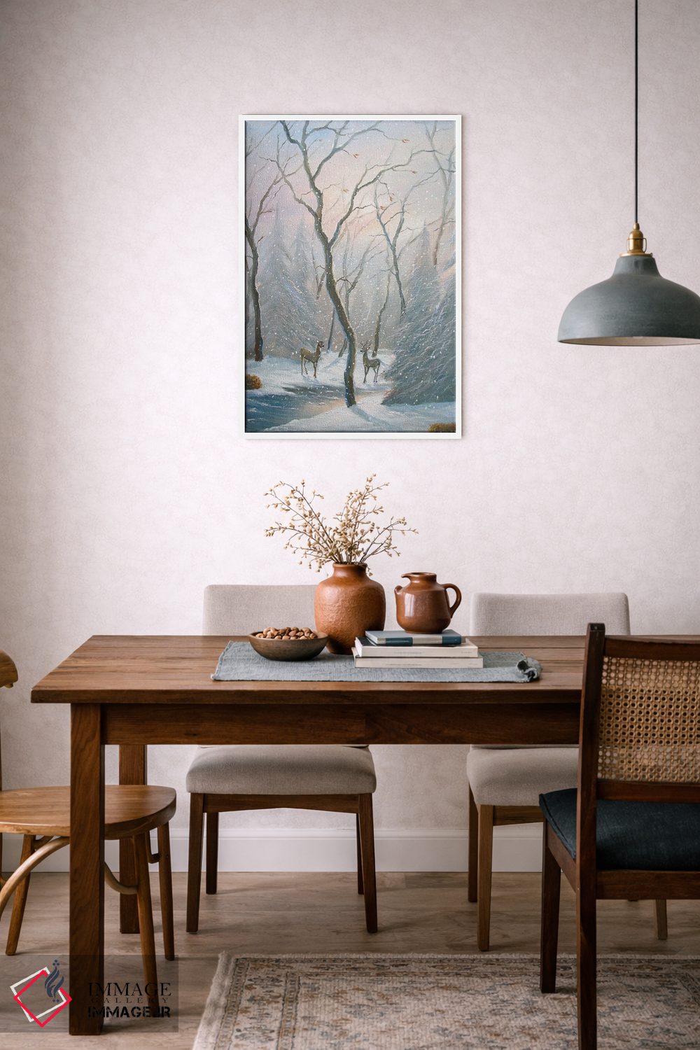 تابلو دکوراتیو گوزن جنگل مه آلود اثر جیم ویلیامز - D6W