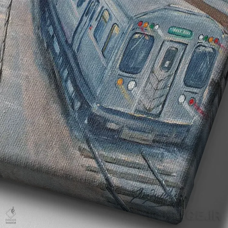 تابلو دکوراتیو قطارهای گرگ و میش اثر جیم ویلیامز - نمای نزدیک بافت بوم