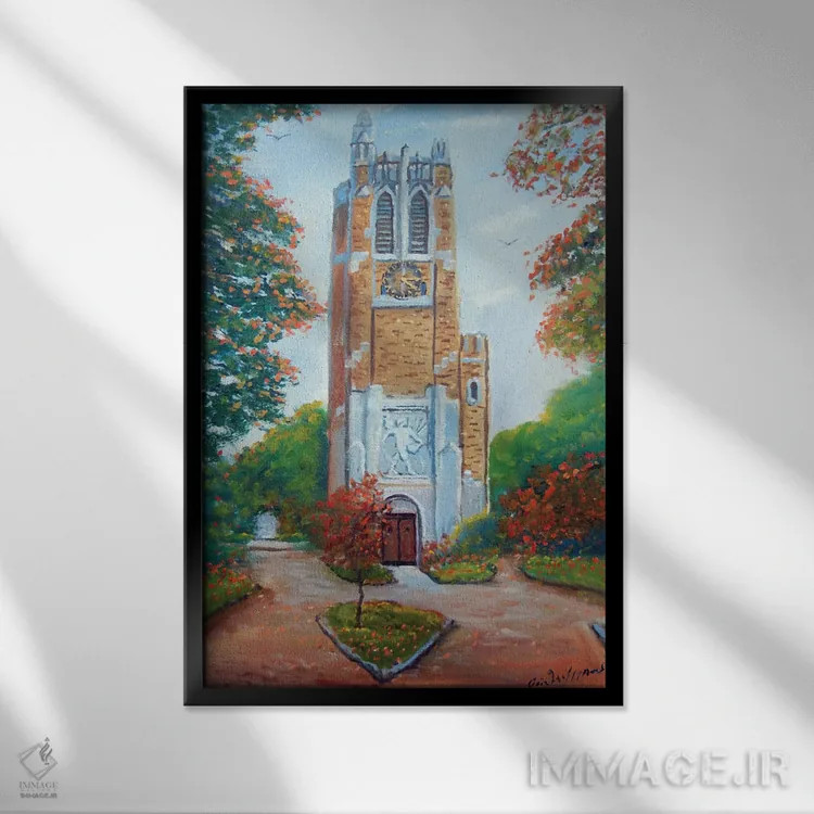 تابلو دکوراتیو برج بومونت دانشگاه ایالتی میشیگان اثر جیم ویلیامز - نمای قابدار مشکی