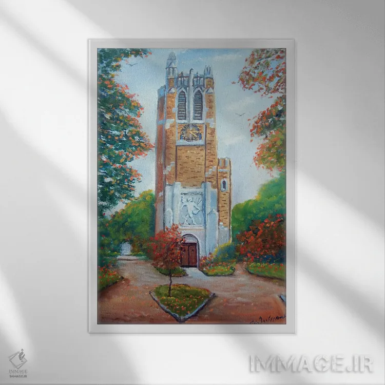 تابلو دکوراتیو برج بومونت دانشگاه ایالتی میشیگان اثر جیم ویلیامز - نمای قابدار سفید