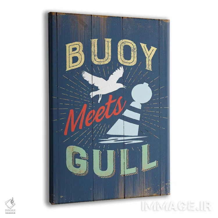 تابلو دکوراتیو شناور و مرغ دریایی در آبی اثر جی جی براندو - نمای پرسپکتیو محصول