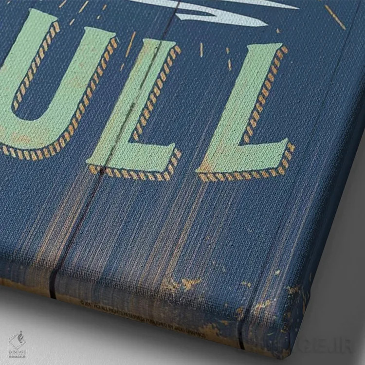 تابلو دکوراتیو شناور و مرغ دریایی در آبی اثر جی جی براندو - نمای نزدیک بافت بوم