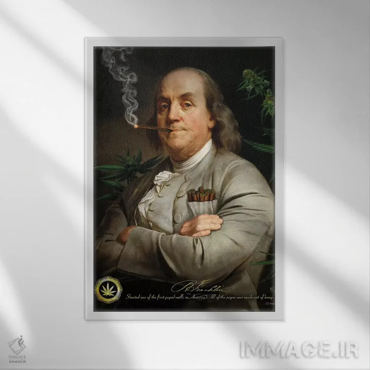 تابلو دکوراتیو سیگار بن اثر جی جی براندو - نمای قابدار سفید