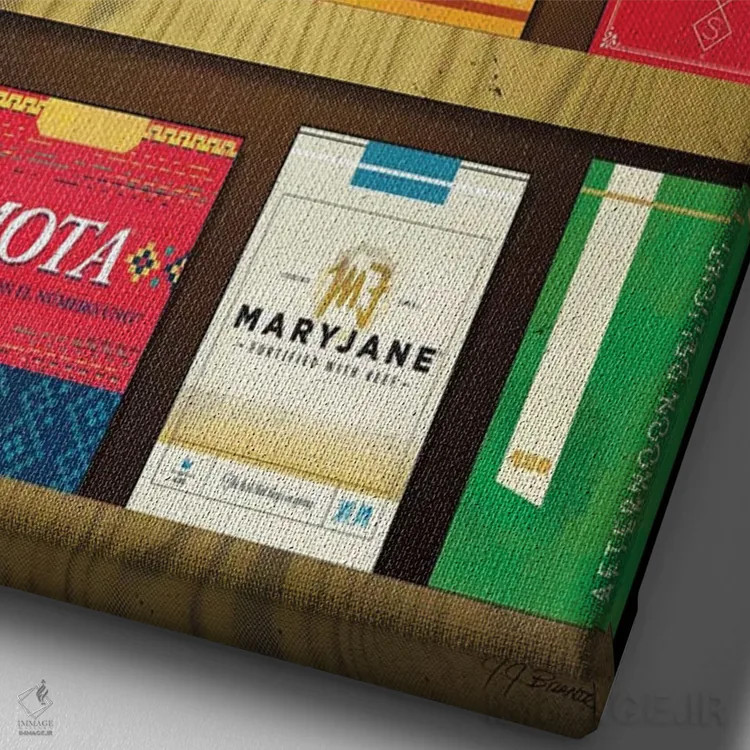 تابلو دکوراتیو سیگاروید اثر جی جی براندو - نمای نزدیک بافت بوم