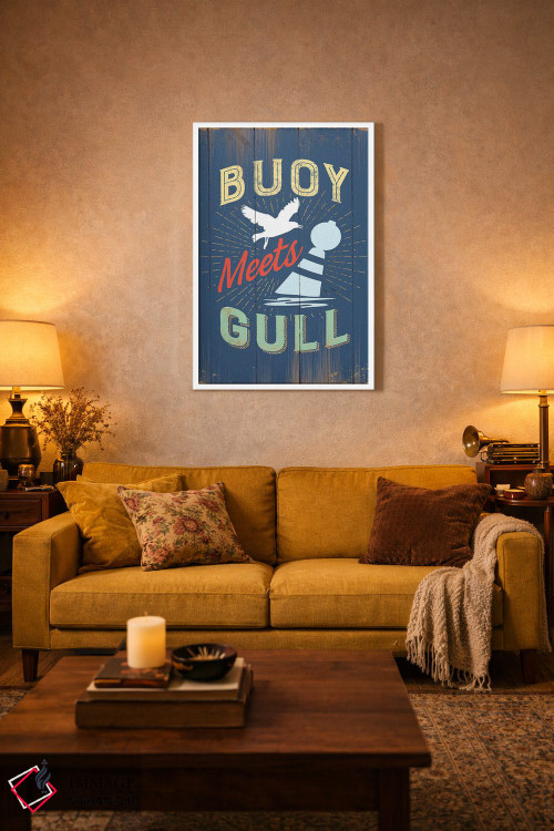 تابلو دکوراتیو شناور و مرغ دریایی در آبی اثر جی جی براندو - D3W