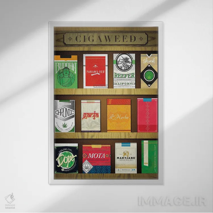 تابلو دکوراتیو سیگاروید اثر جی جی براندو - نمای قابدار سفید