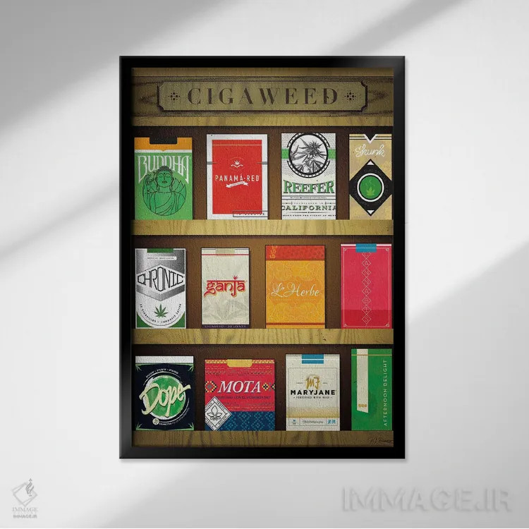 تابلو دکوراتیو سیگاروید اثر جی جی براندو - نمای قابدار مشکی