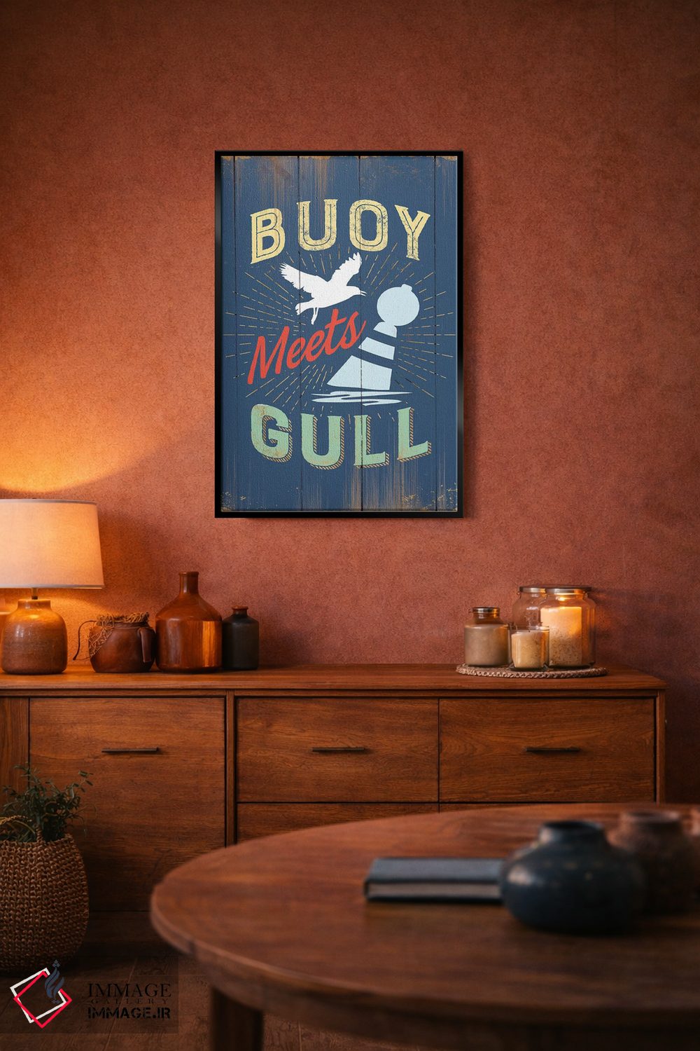 تابلو دکوراتیو شناور و مرغ دریایی در آبی اثر جی جی براندو - D5B