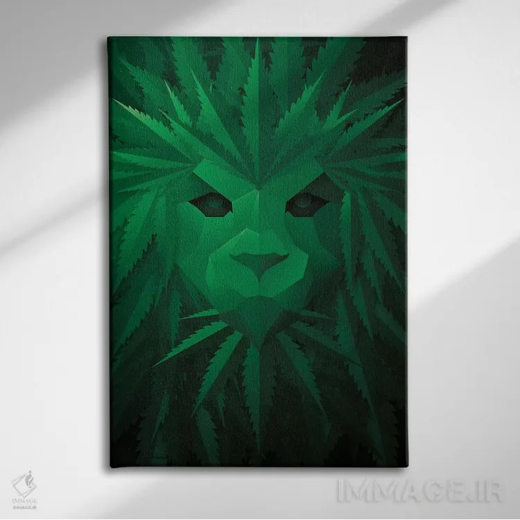 تابلو دکوراتیو شیر سبز اثر جی جی براندو - نمای روبهرو روی دیوار