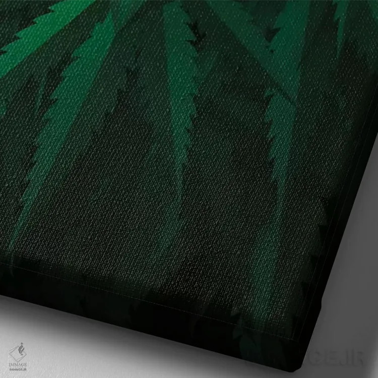 تابلو دکوراتیو شیر سبز اثر جی جی براندو - نمای نزدیک بافت بوم