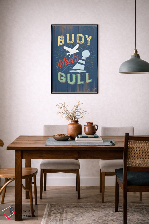 تابلو دکوراتیو شناور و مرغ دریایی در آبی اثر جی جی براندو - D6B