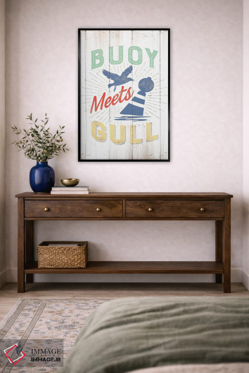 تابلو دکوراتیو شناور با مرغ دریایی ملاقات می کند اثر جی جی براندو - D5B