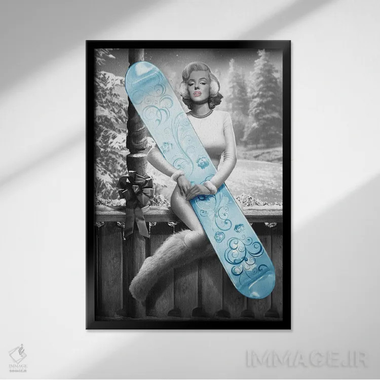 تابلو دکوراتیو اسنوبورد مرلین اثر جی جی براندو - نمای قابدار مشکی