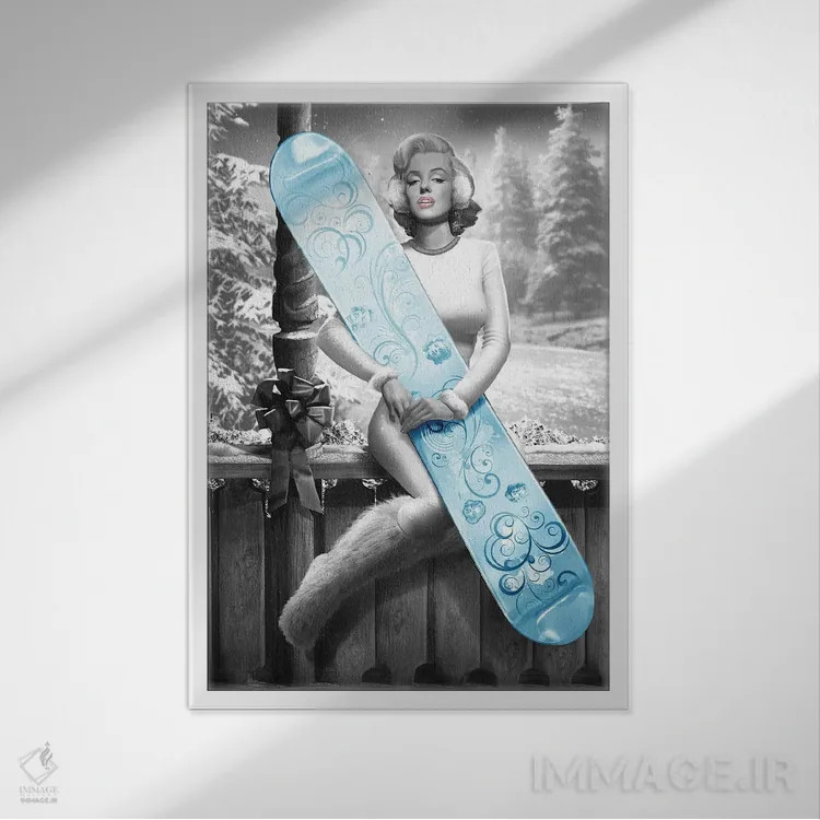 تابلو دکوراتیو اسنوبورد مرلین اثر جی جی براندو - نمای قابدار سفید