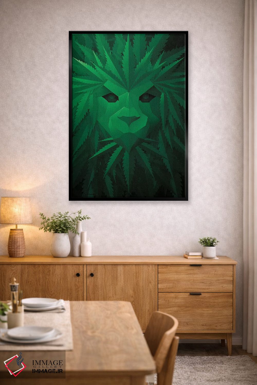 تابلو دکوراتیو شیر سبز اثر جی جی براندو - D6B