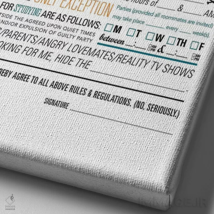 تابلو دکوراتیو قرارداد هم اتاقی اثر جی جی براندو - نمای نزدیک بافت بوم