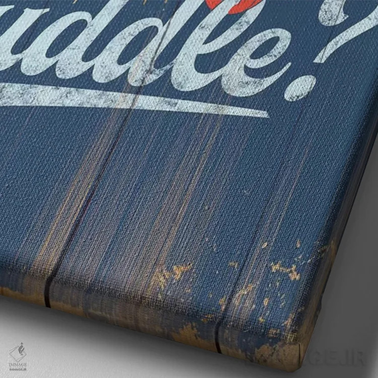 تابلو دکوراتیو می خوای بغل کنیم؟ در آبی اثر جی جی براندو - نمای نزدیک بافت بوم