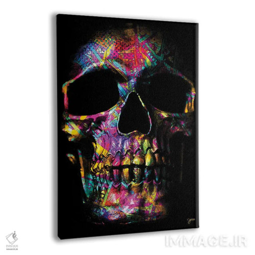 تابلو دکوراتیو جمجمه پولی صورتی اثر جسی جانسون - نمای پرسپکتیو محصول