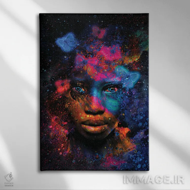 تابلو دکوراتیو اثر پروانه ای - نمای روبهرو روی دیوار