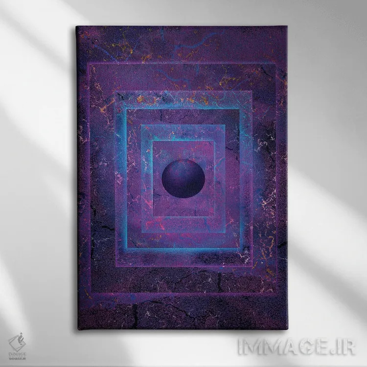 تابلو انتزاعی گوی درخشان اثر جسی جانسون - نمای روبهرو روی دیوار