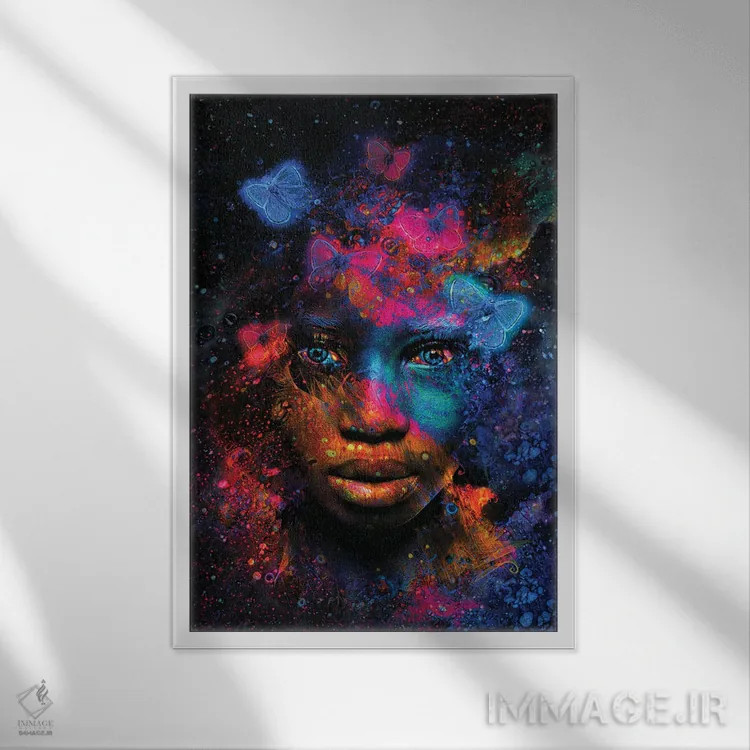 تابلو دکوراتیو اثر پروانه ای - نمای قابدار سفید